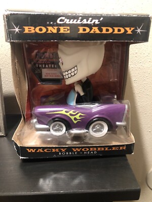Cruisin  Bone Daddy Wacky Wobbler Hot Rod Zombie Funko 2005 Worn Box Glows Dark