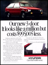 1986 Hyundai Excel Vintage Advertisement Print Art Car Ad J947