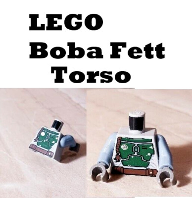 New LEGO Star Wars Alien Bad Guy Boba Fett Torso Green Ponytail Braid Gray Hands