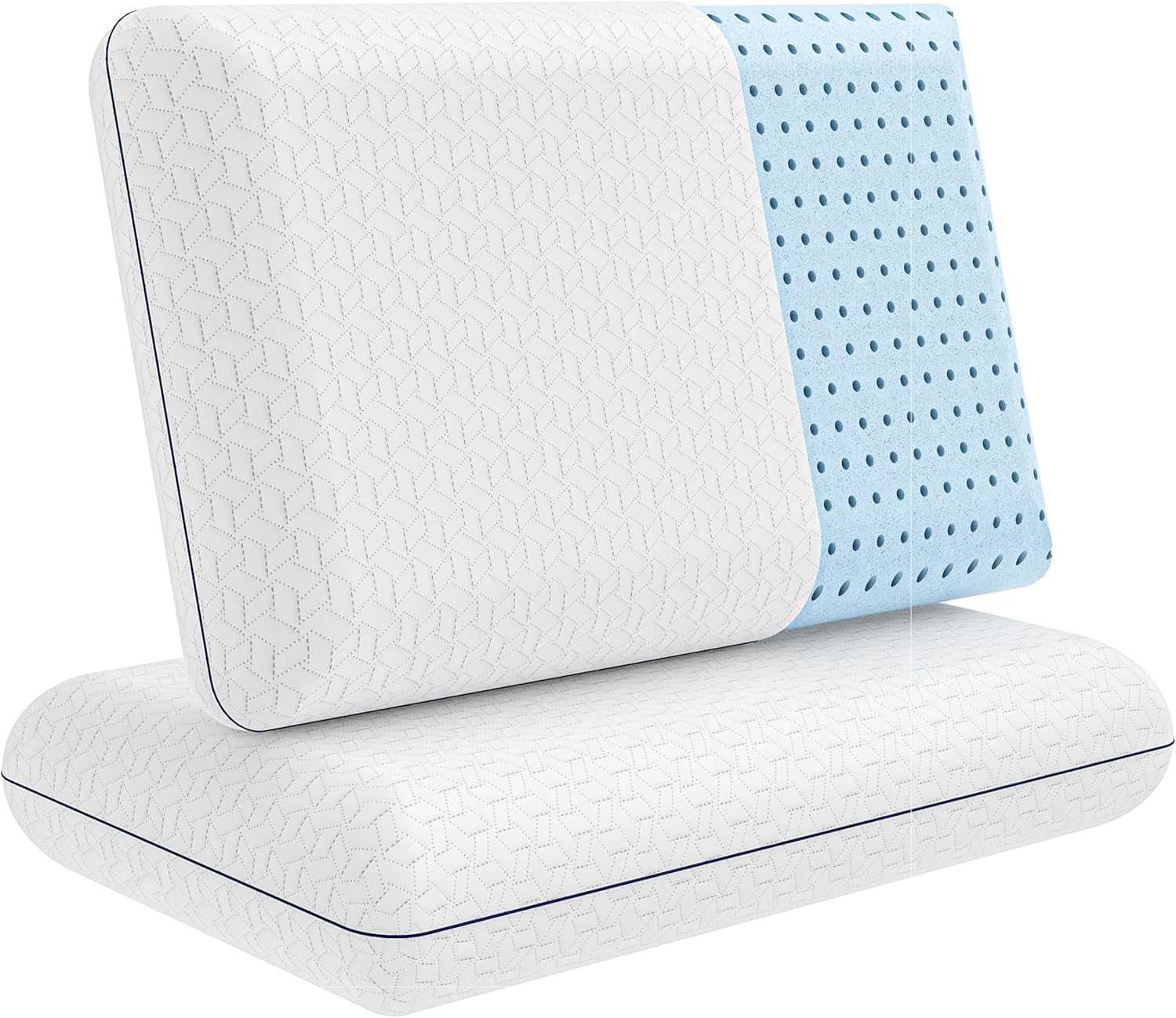 King Size Memory Foam Gel Pillows 2-Pack - Cooling Firm Support for Sleepers