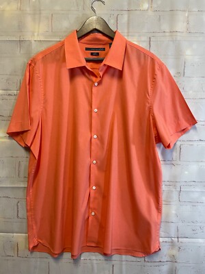 Perry Ellis Slim Fit Stretch Orange Button Down Shirt-Men's XXL