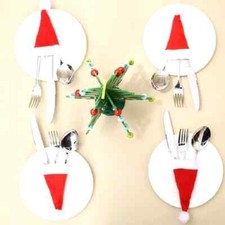 Mini Cappelli di Babbo Natale Portaposate Natalizi - Set 10 Pezzi