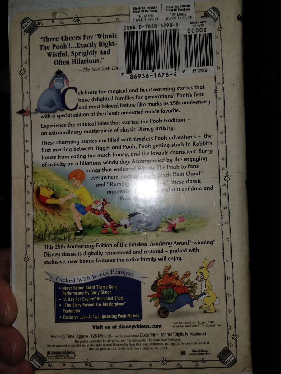 The Many Adventures of Winnie the Pooh (VHS, 2002) for sale online