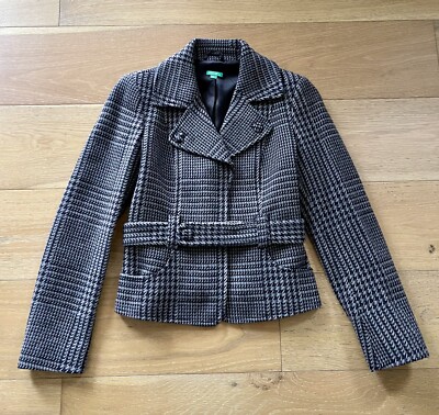 United Colors Of Benetton Brown Plaid Wool Jacket Outwear Size XS/S Women