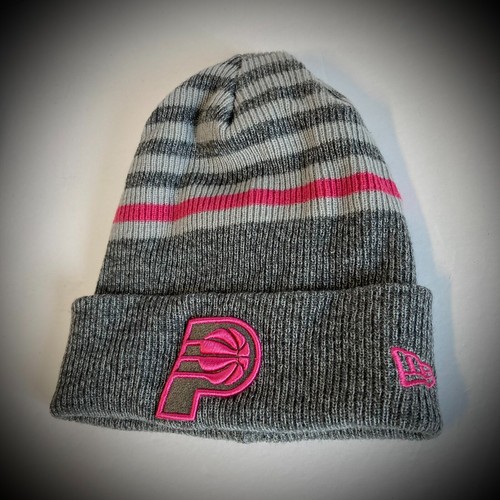 New Era INDIANA PACERS BEANIE gray hot pink winter knit nba hat adult women/men - Picture 3 of 4