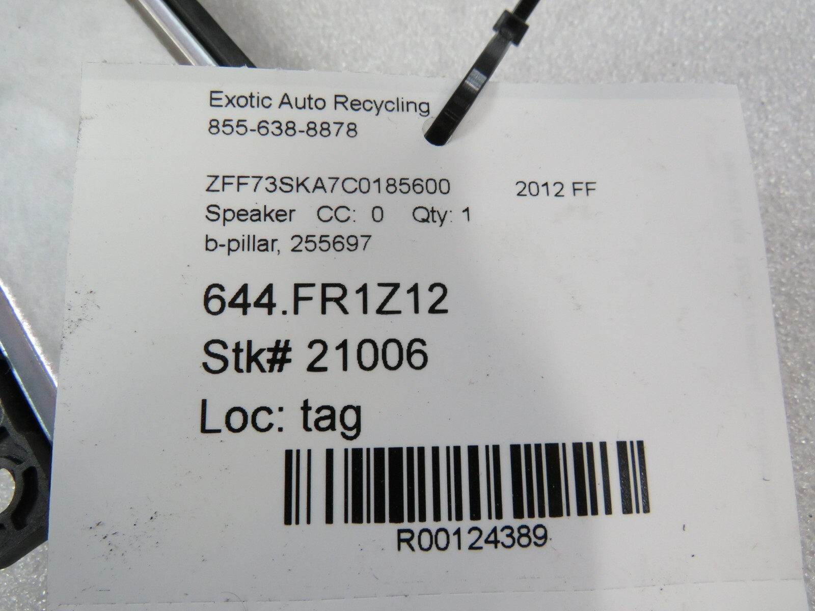 Ferrari FF, B Pillar Speaker, Used, P/N 255697