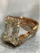 3Ct Emerald Cut Lab Created Diamond Women's Wedding Ring 14K Rose Gold Plated
