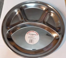 Stainless Steel Round Divided Dinner Plate 4 Sections  13.25" 