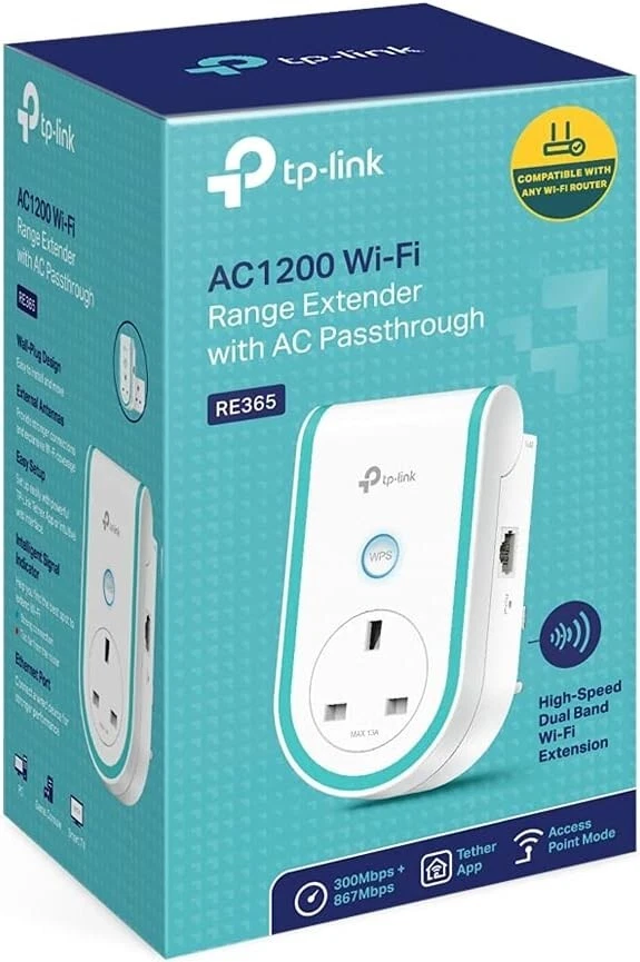 TP-LINK (RE365) AC1200 (300+867) Dual Band Wall-Plug WiFi Range Extender - Image 4 of 4
