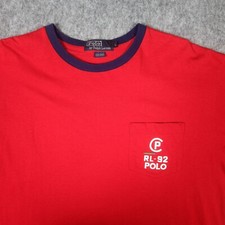 Ralph Lauren Shirt Mens Large Red Vintage Single Stitch USA Made CP RL 92 Ringer