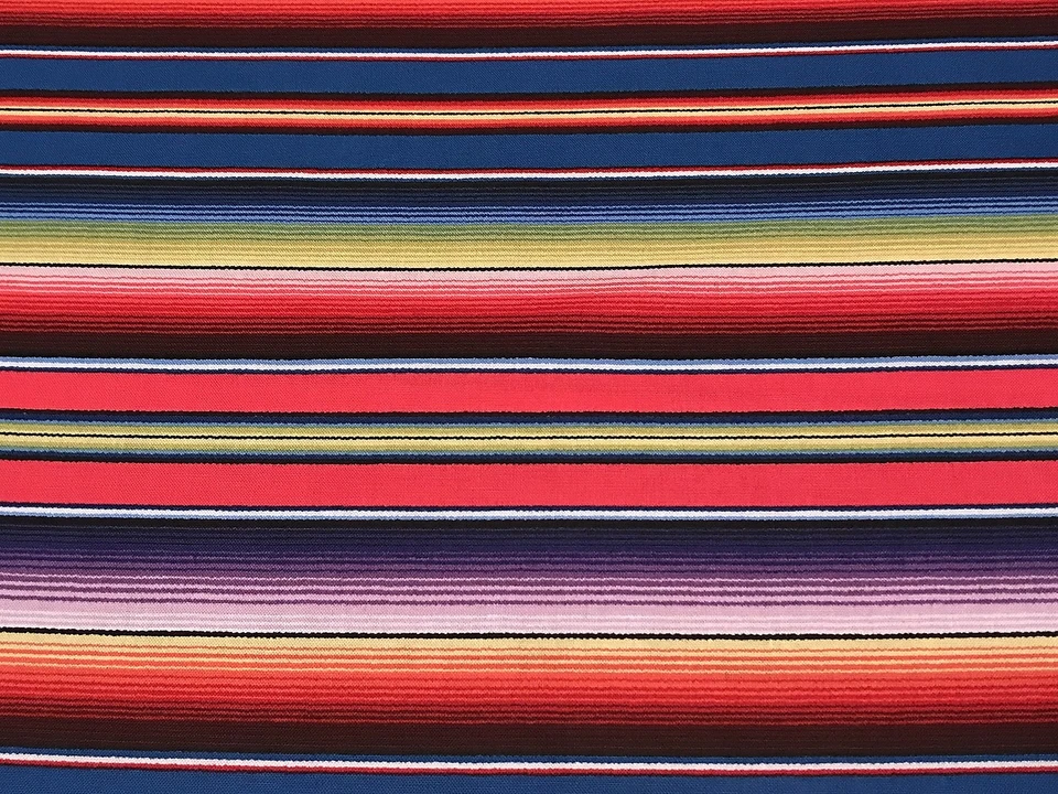 Tela Sombrero Mexicano Serape Fiesta Rayas Algodón ELIZABETH 1/4 yarda 263-AZUL Foto 3 de 4