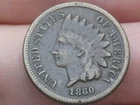 1860 Copper Nickel Indian Head Cent Penny- Rounded Bust, Fine/VF Details