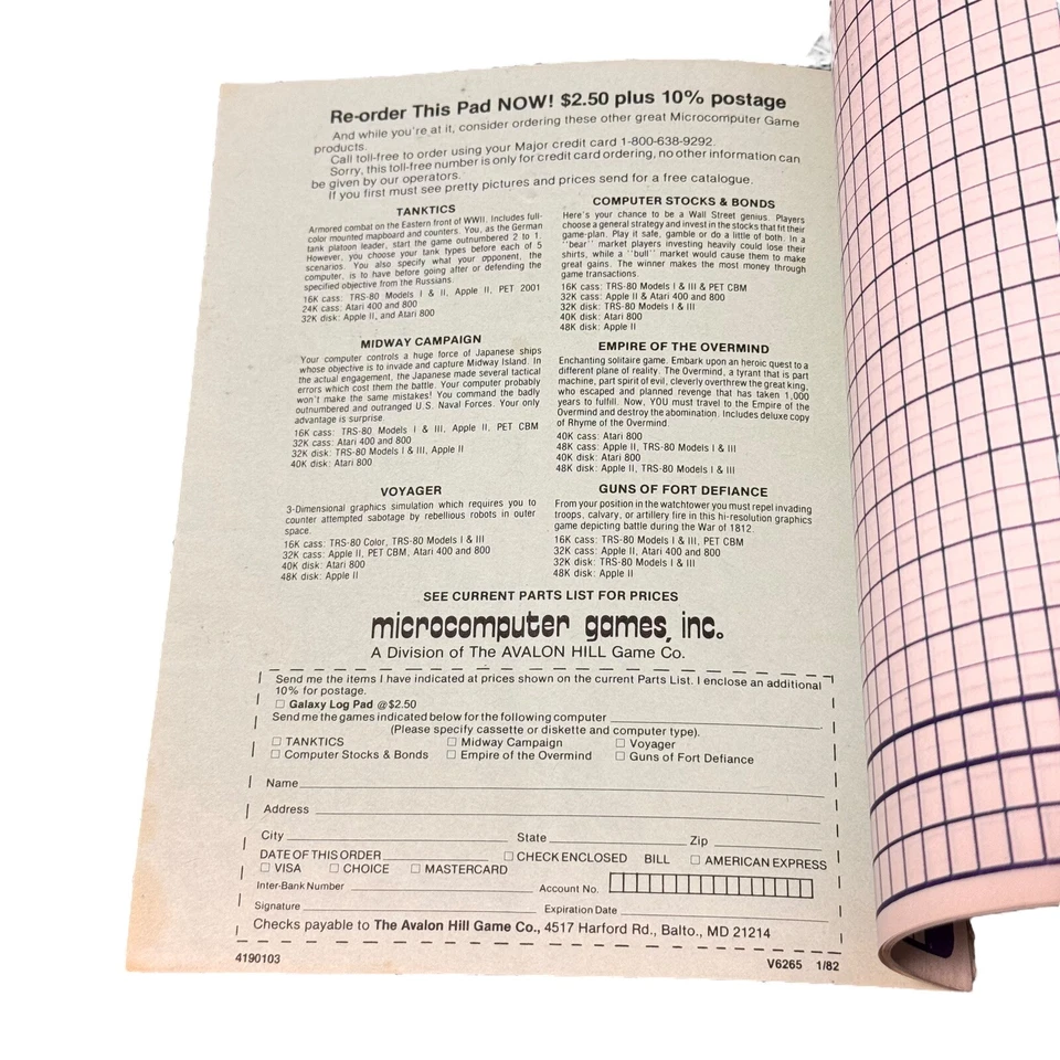 Galaxy Simulator Avalon Hill / Microcomputer Games 1981 IBM PC Log Pad - Image 4 of 4