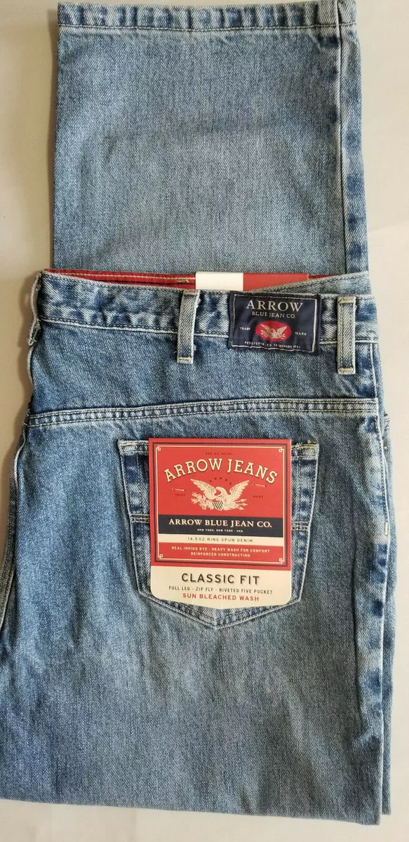 ARROW Men Classic Fit 100 Ringspun Cotton Denim Jean 42x30 Sun Bleach Blue