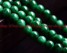 Natural 6/8/10/12/  14mm Dark Green Jadeite Gemstone Round Loose Beads 15'' AA