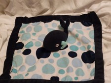 Carters Whale 13" Lovey Security Blanket White Blue Navy Polka Dot B