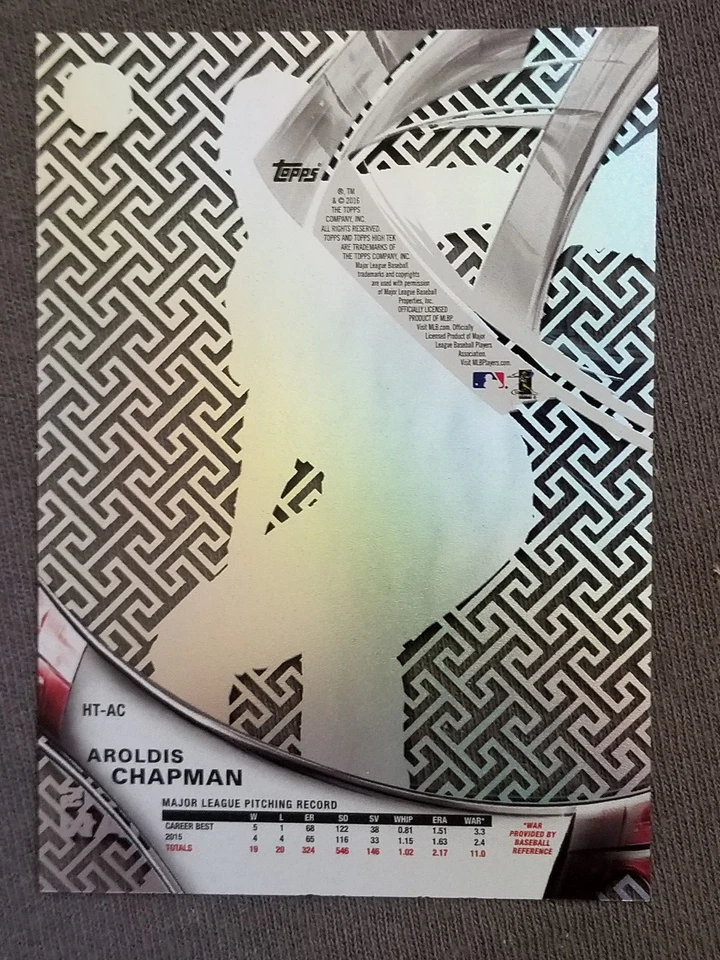 2016 Topps High Tek Asia Aroldis Chapman Yankees Buckle Pattern Card #HT-AC - Image 2 of 2