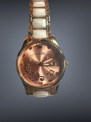 Olevs Women's Wrist Watch Ceramic Steel Band Waterproof Luminous Calendar 28mm