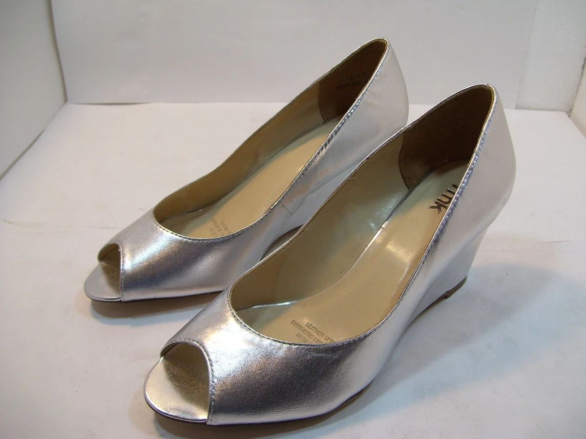 Silver cheap dress wedges