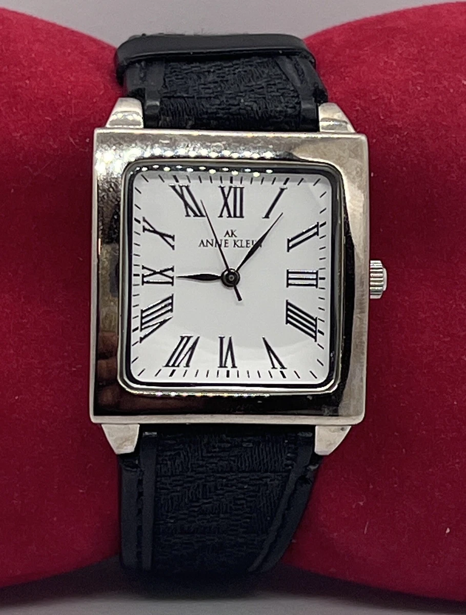 Anne Klein Women s Leather Strap Watch 10 8433 Y121E New Battery Looks New