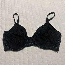 Warner’s Unlined Underwire Black Bra 38D Semi Sheer
