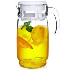 Caraffa Brocca Ampolla vetro con coperchio 2 L per acqua succhi cucina