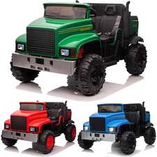 2-Seater 24V 4WD Ride-On Truck for Kids with Remote, LED Lights, Music, Horn