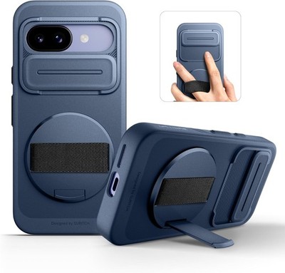 for Google Pixel 9a Case with 360° Rotatable Hand Strap & Invisible Kickstand, D