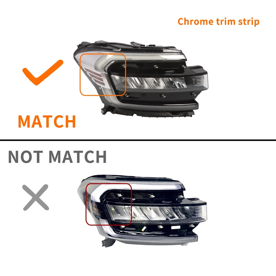 For 2022-2024 Ford Expedition w/LED DRL Chrome Trim Headlight Headlamp Passenger - Image 2 of 4