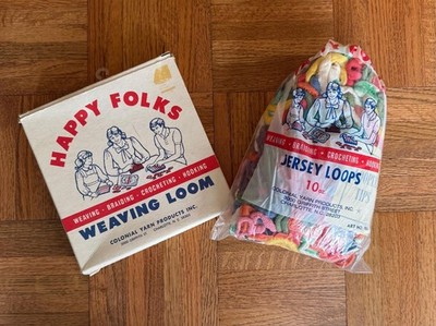 Vintage 1960s Happy Folks Weaving Loom Kit | Original Box & Bag Jersey Loops