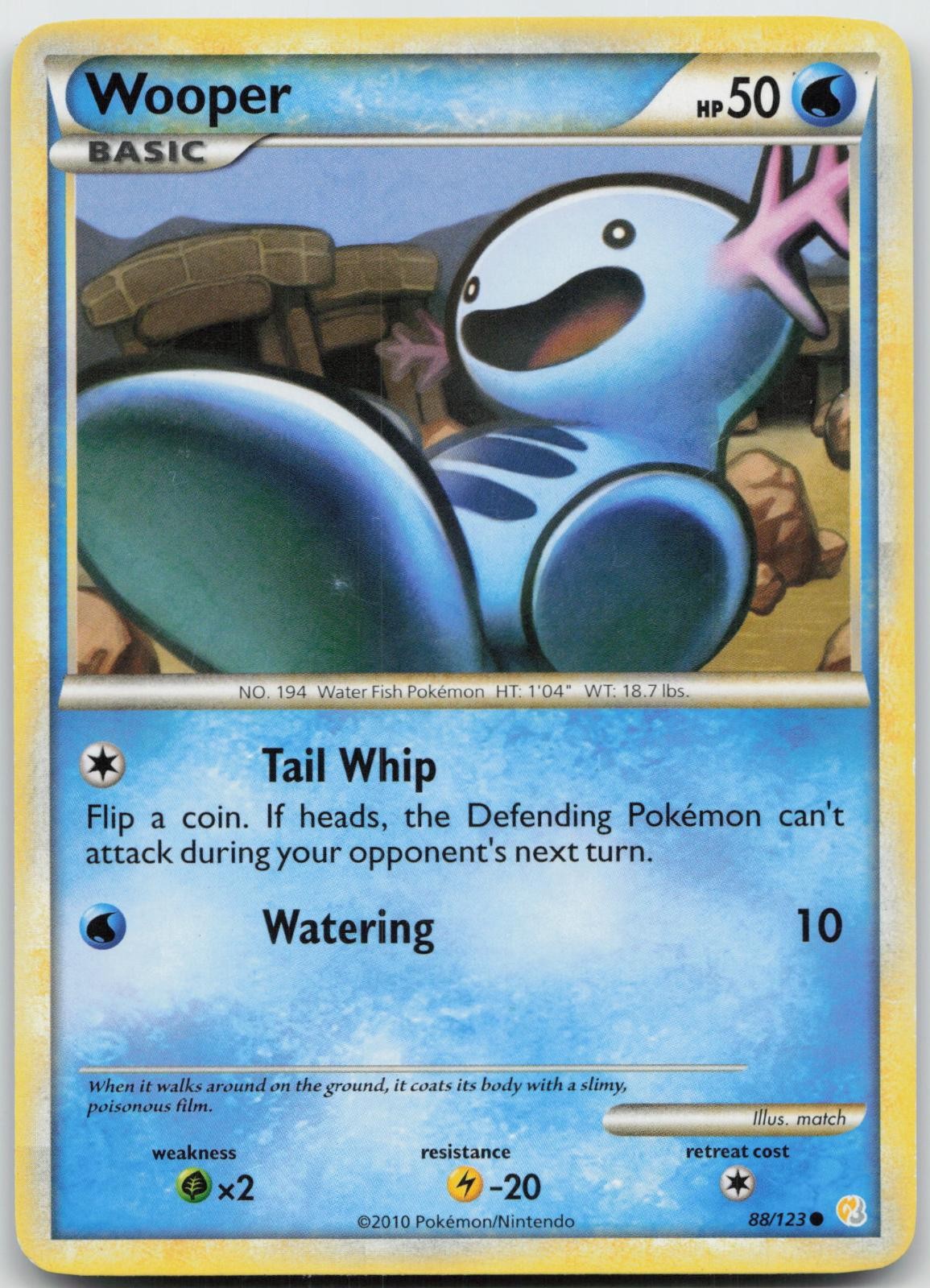 Wooper 88/123 Common HeartGold & SoulSilver Pokemon Heavily Played