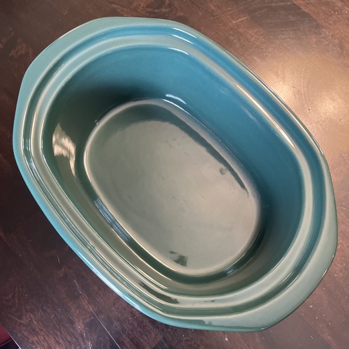 Vintage Rival 3745 Replacement Green Stoneware Insert for Crock pot 4.5 Qt Oval