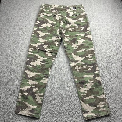 Stussy Pants Mens 32x30Green Camo Faded Wash Straight Cargo