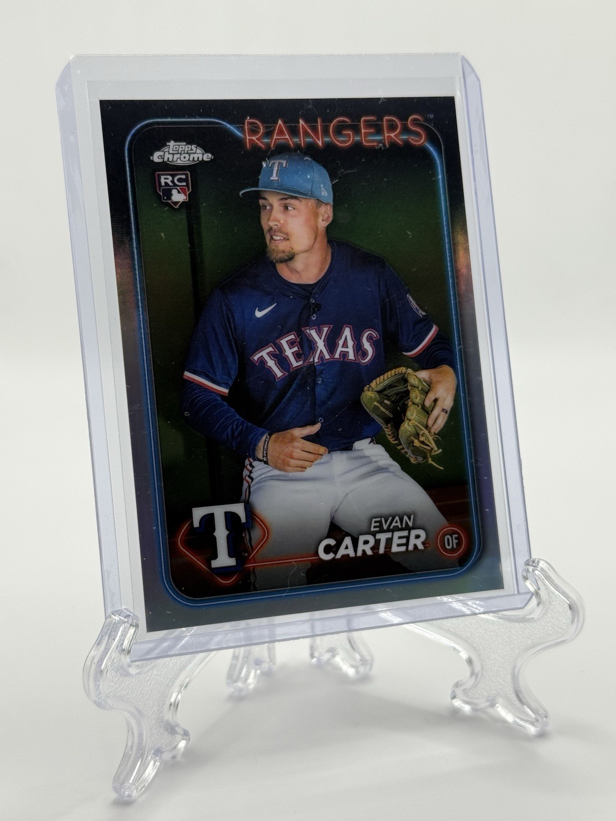 2024 Topps Chrome #136 Evan Carter Rookie Image Variation SP Rangers