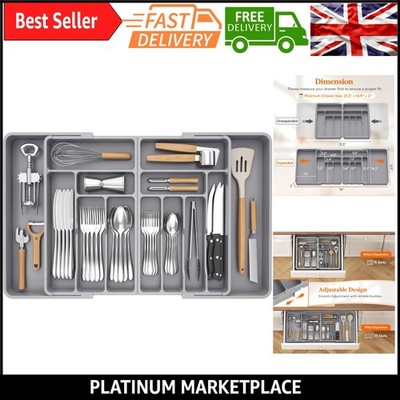 Extra große verstellbare Besteckschublade Organizer | Erweiterbar Küchenutensilien...