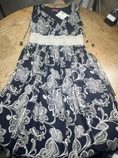 NWT Oscar de la Renta 100% Silk Dress Cochet Waist sz 6 Black & White Floral
