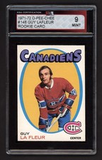 1971-72 OPC #148 GUY LAFLEUR ROOKIE CARD KSA 9 MINT