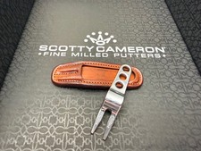 Rare Scotty Cameron Divot/Pivot Tool Stainless Steel w/ Leather AOP Holster