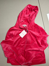 Juicy Couture Pink Velour Tracksuit 2-Piece Hooded Full Zip Jacket Pants XL