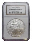 2008 Silver Eagle $1 Gem Uncirculated Coin NGC Certified 1 oz