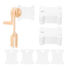 100pcs Plastic Embroidery Floss Bobbins with Bobbin Winder, White