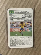 1987 Arthur Artures Zico ACE FACT PACK SOCCER CARD Brazil World Cup Star!