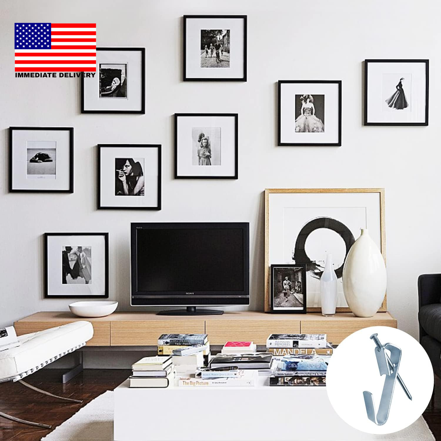 Picture Hangers, 160Pcs Picture Hooks with Nails , 10-100Lbs Picture Frame Hange