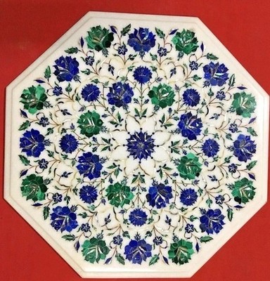 18'' marble Table Top Pietra Dura Handcrafted Inlay stones Work home decor