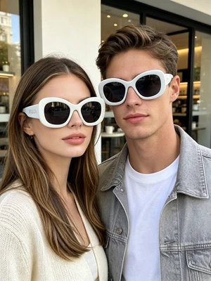 PRADA White Oval Sunglasses for Women for sale | eBay