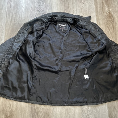 Wilsons Leather Jacket Womens Medium Maxima Black Button Front Vintage Pockets - Picture 6 of 10