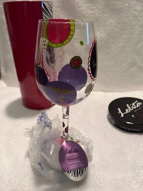 Lolita "Salud A Mi" Wine Glass Hand Painted Spanish Birthday Celebration - Image 4 of 4