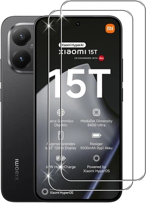CRACKISN 2x Xiaomi 15T / 15T Pro Panzer Schutz Glas 9H Hart Display Tempered Glas