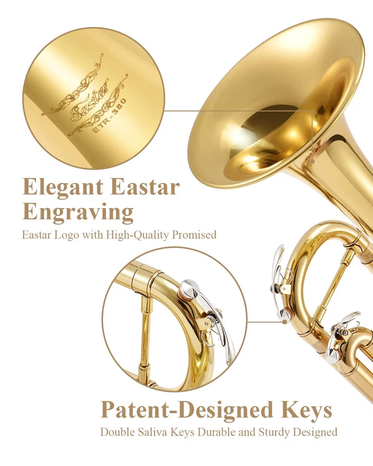 Bb Standard Trumpet Set for Beginner, Brass Student Trumpet Instrument with H... - Image 2 of 4