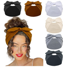 Bow Headbands Extra Wide Non Slip Headwraps Workout Turban 7 In 6 PCS Women